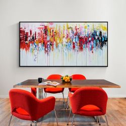 DALLAS Hand-Painted Oil Paintings On Canvas Abstract Colorful Poster Indoor Living Room 48”X24”