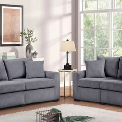 Brand New Corduroy Sofa  &  Loveseat Set
