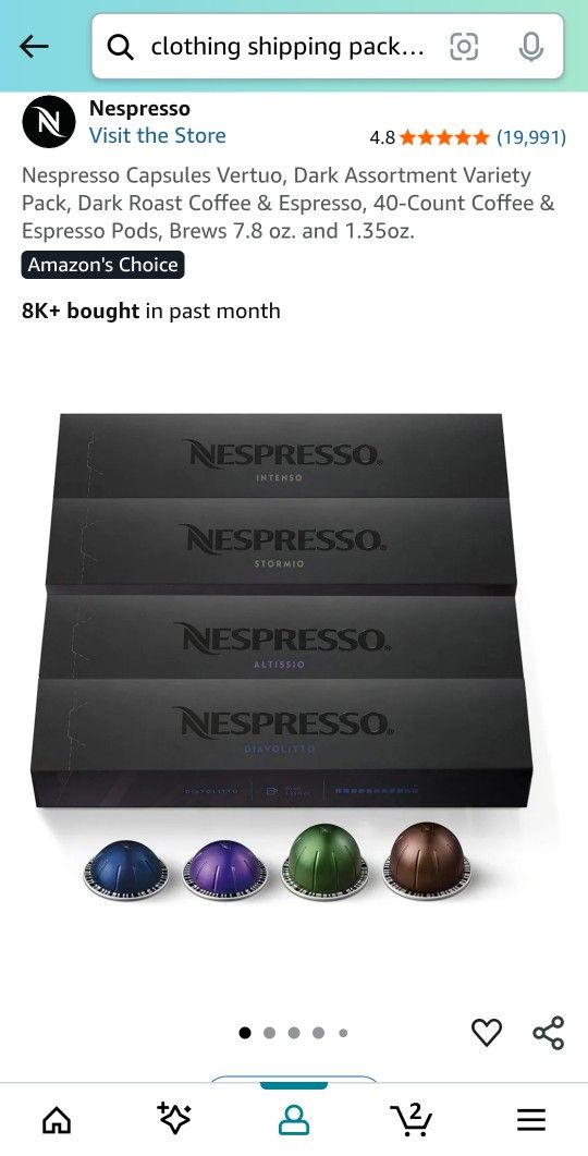 Nepresso Vertuo Capsules 40 Ct