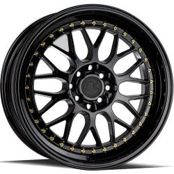 Aodhan AH02 18x8.5 5x114.3 +35 Gloss Black (Gold Rivets) Wheels