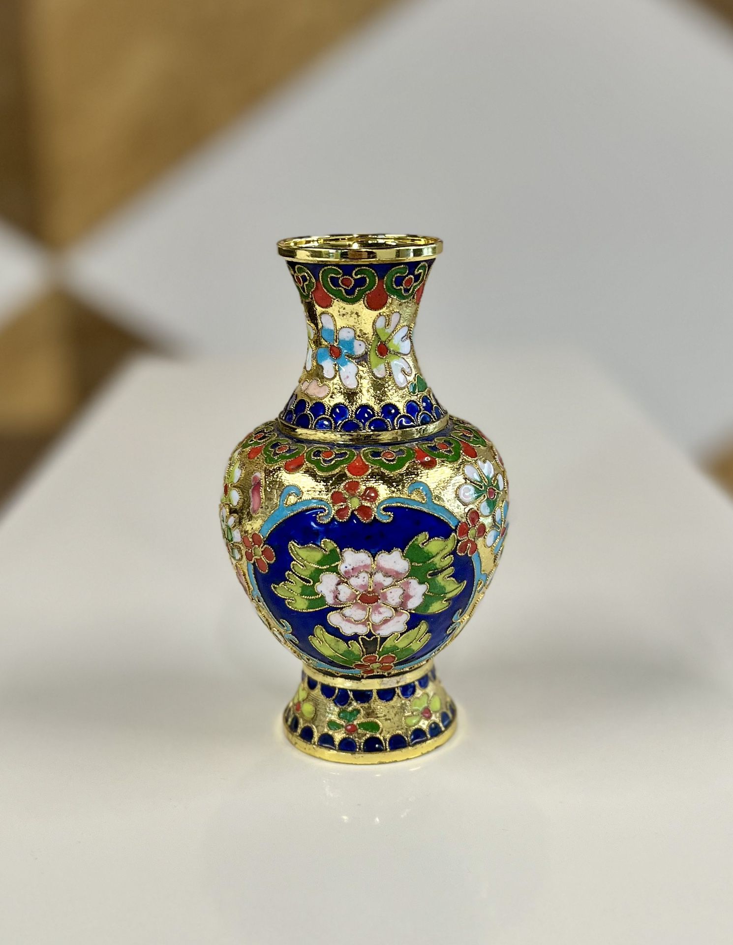 6"old Chinese Dynasty bronze Cloisonne auspicious Flower Bottle Pot Vase Jar 