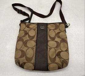 Coach Women's Brown Signature Print Crossbody Bag