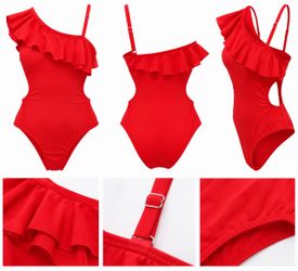 Girls Red Ruffle One-Piece Swimsuit Size 2-3T
