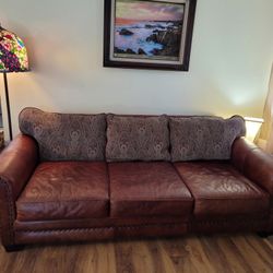 Couch High End Leather Convertible Sofa