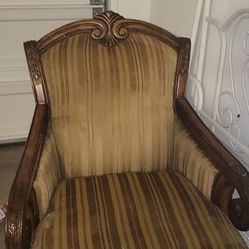 Throne Style Chair With Ottoman