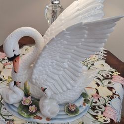 Vintage Porcelain  Swan 14 “ High 13” Wide - Very Decorative/ Collectible 