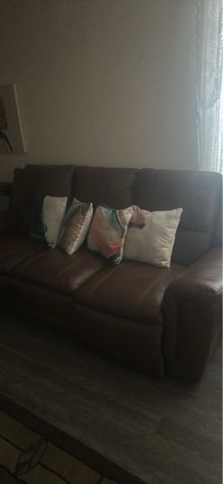 Brown Leather 2 Seat Sofa
