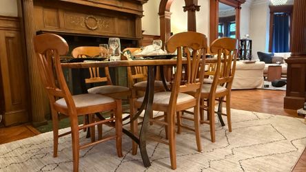 Solid wood and metal kitchen table