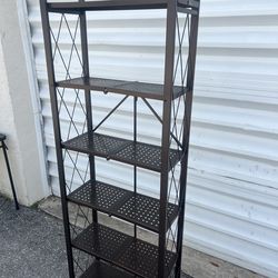 Bronze Folding 6 Tier Metal Space Saver Bookshelf Storage Shelf Rack Indoor or outdoor. Excellent condition! Collapsible! Retails over $160!  24x10.5x