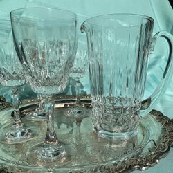 Vintage Glassware And Pitcher Crystal