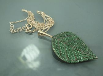Emerald pendant necklace 925 sterling silver and 18k rose Gold over 16’