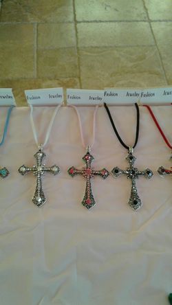 Cross necklace with stones