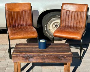 set of leather office chairs, mid-century