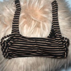 Xhilaration Copper /Black Striped Bikini Top XS
