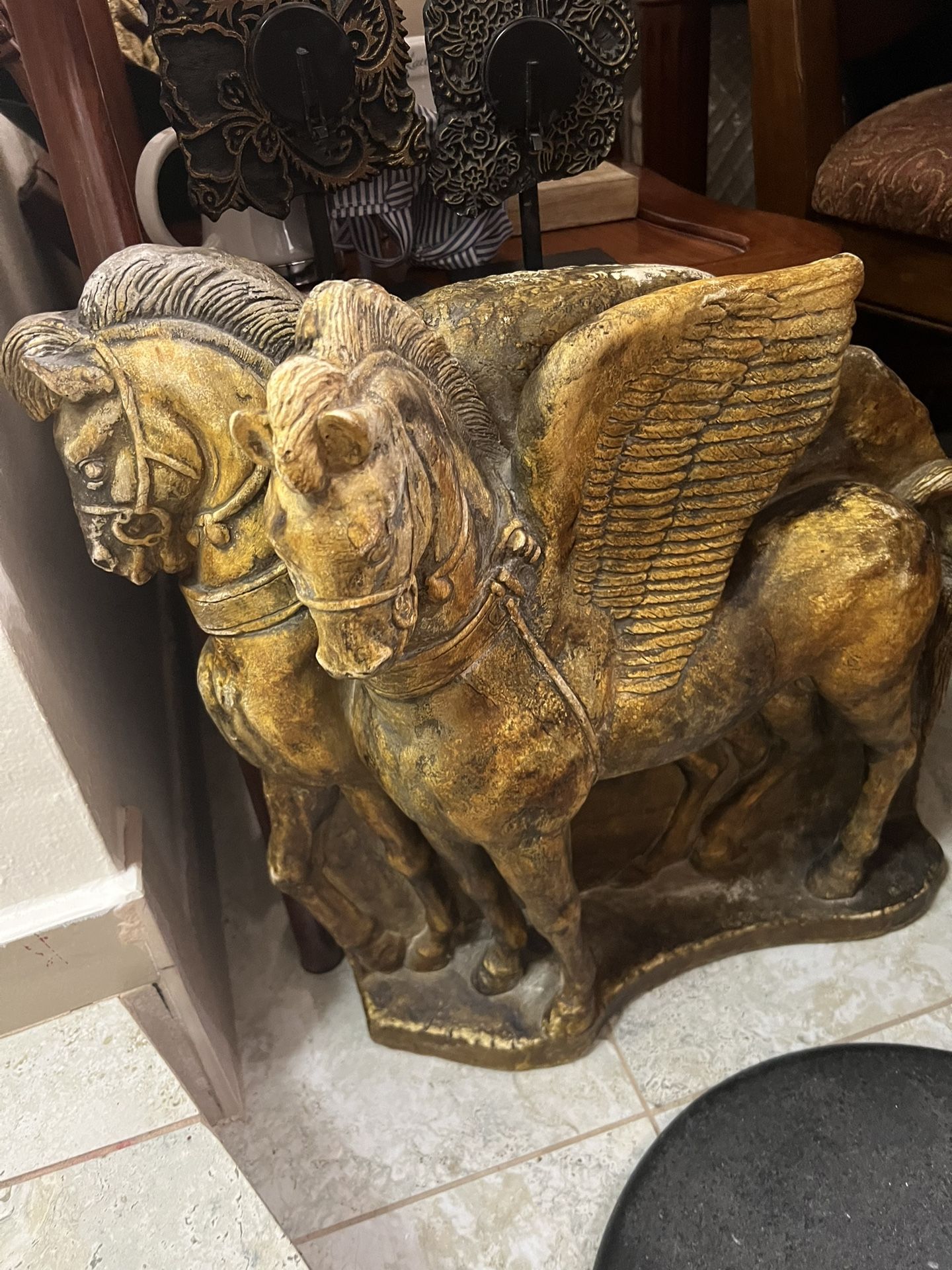 アメリカ　20年前　Attila's Original Repro　馬　彫刻 20”x20” Attila's Original Repro Sculpture Cast Stone Sculpture