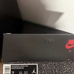 Jordan retro 3 , size 7y, black/red cement