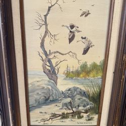 Relaxing Waterfowl In Flight Oil In Canvas Painting
