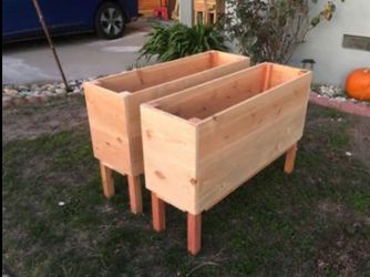 Custom privacy wall patio garden bed flower herb planter box wooden cedar redwood container vegetable urban