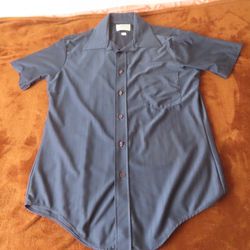 Vintage Qiana JC PENNEY 100% Nylon 15.5  70s 80s Square Buttons Shirt