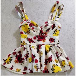 NWOT XXS Material Girl Double Strap Floral Top Juniors