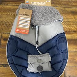 Arcadia Trail Ultra Adjustable Insulated Dog Coat Heat Retaining Sherpa Collar Size Small