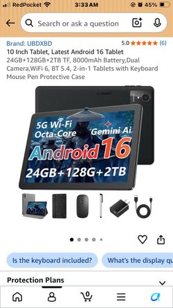 UBDXBD 10 Inch Android 16 Tablet 24GB+128GB