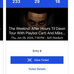 2 The Weeknd Concert Tickets 6/26