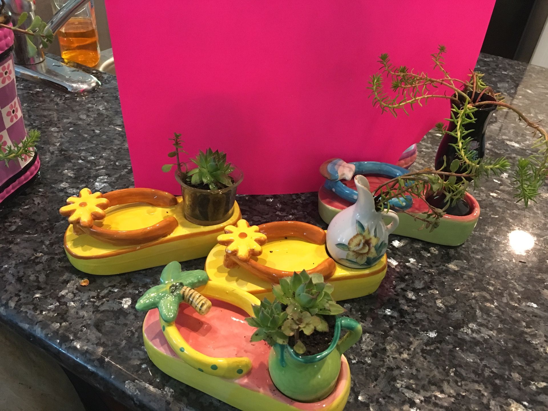 Ceramic flip flops and plants! Your choice of combos!