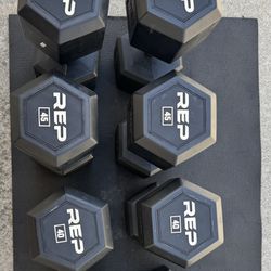 Rep Fitness Rubber Coated Dumbbell Set 10-50