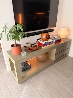 Modern Gray Wood TV Stand with Drawers