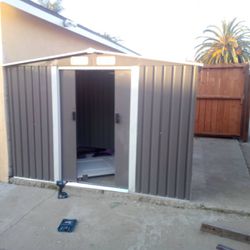 2024 (Brand New Inboxes & Assembly Req’d :) D6FTxW8FTxH6.3FT Metal Storage Shed Yard Lawn Garden Outdoor Backyard 6x8 Storage(Swing Doors Available In
