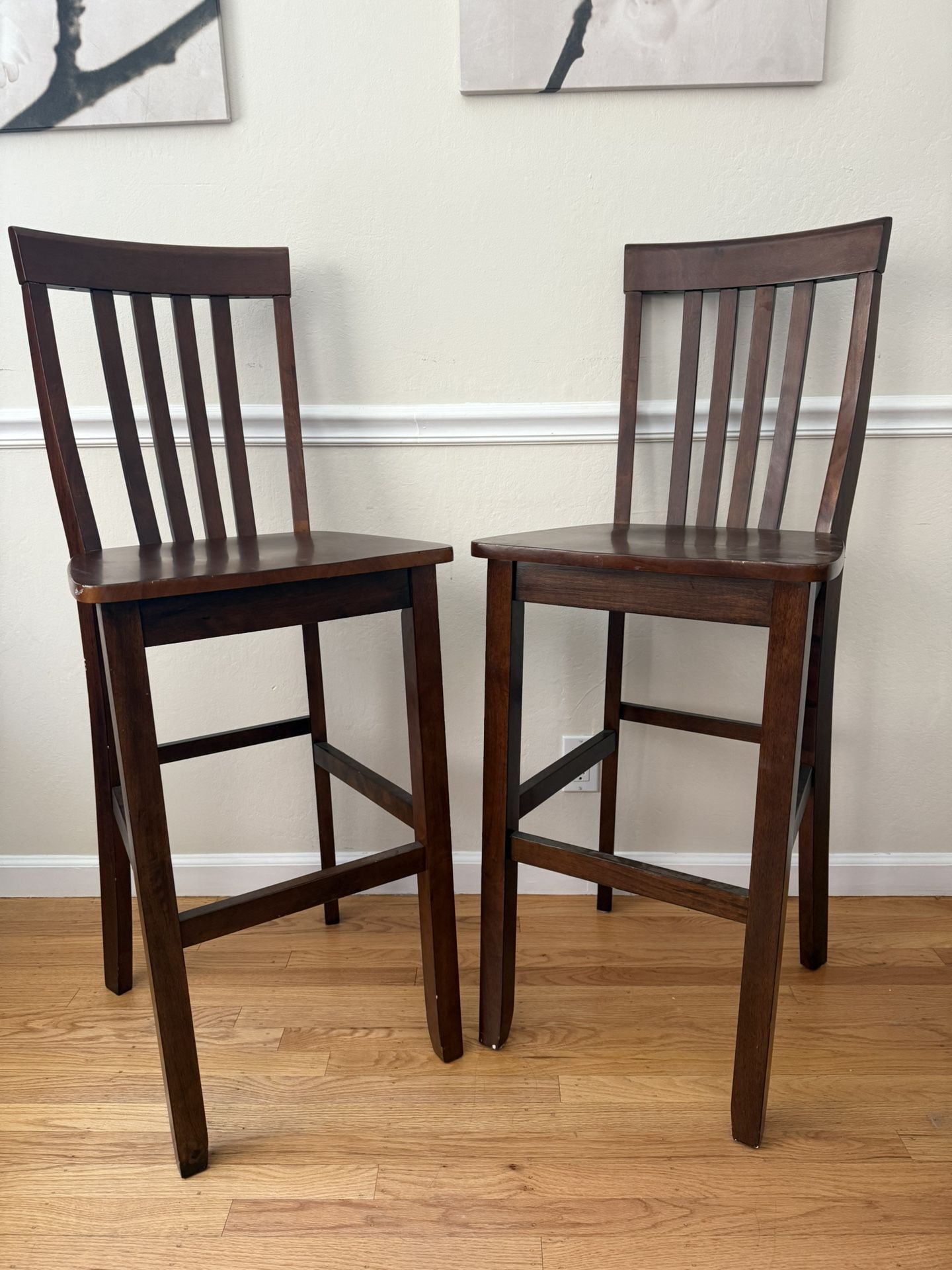 Set of 2 Tall Wood Bar Stools – 47”