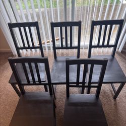 5 Black Wooden Dining/Study Chairs – Sturdy – Good Condition