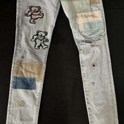 Amiri Patchwork Distressed Jeans Size 31 Designer Denim Grateful Dead Style 