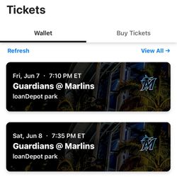 Guardians @ Marlins June 7 and 8