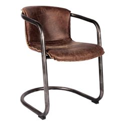 GENUINE LEATHER AND METAL DINING CHAIRS