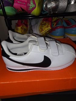 3Y Nike Cortez Kids Velcro Sneakers White Black