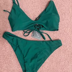 New Small green bikini swimsuit bathing suit festival boho