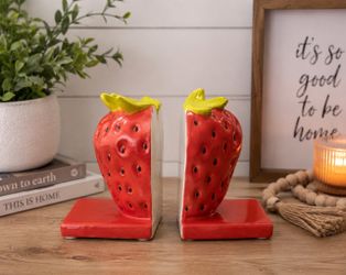 Ceramic Strawberry Bookends