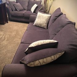 Clean Couch Set - Grey Loveseat and Sofa (Very Light Use)