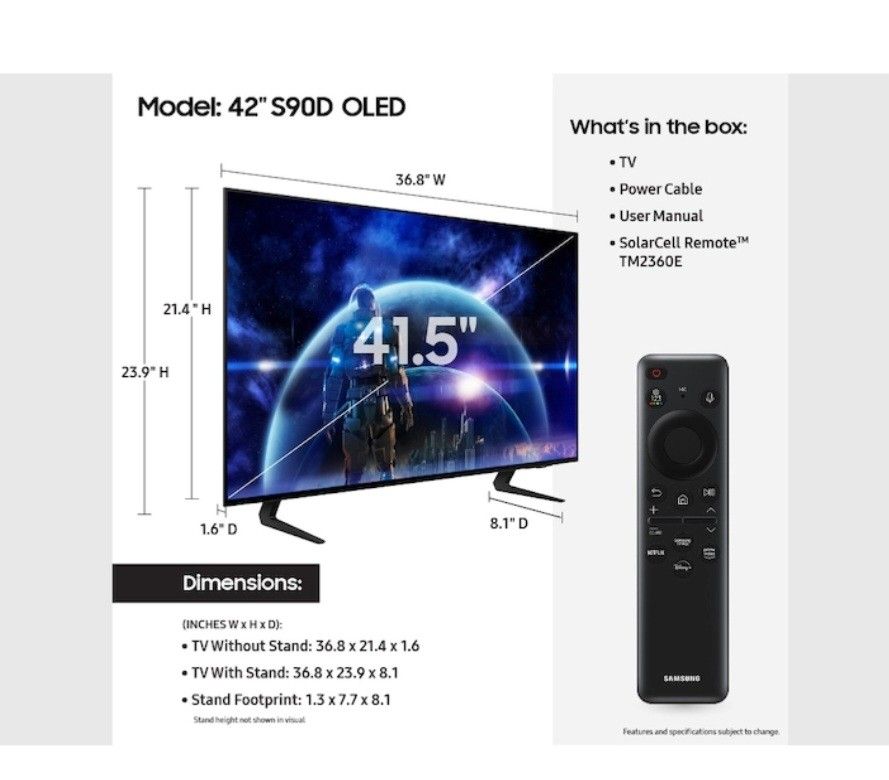 SAMSUNG 42"INCH OLED 4K S90D