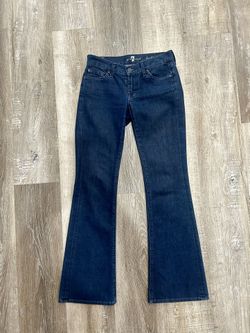 7 For All Mankind Bootcut Jeans Blue Dark Wash Stretch Pockets Petite