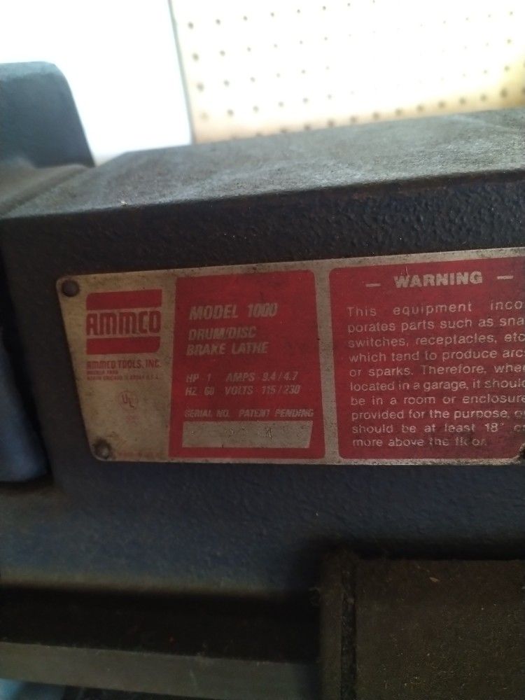Ammco 1000 Brake Lathe for Sale in Spring Valley, CA OfferUp