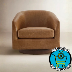 All Modern Bennett Genuine Leather Swivel Barrel Chair