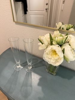 Crate & Barrel Heart Shaped Champagne Flutes