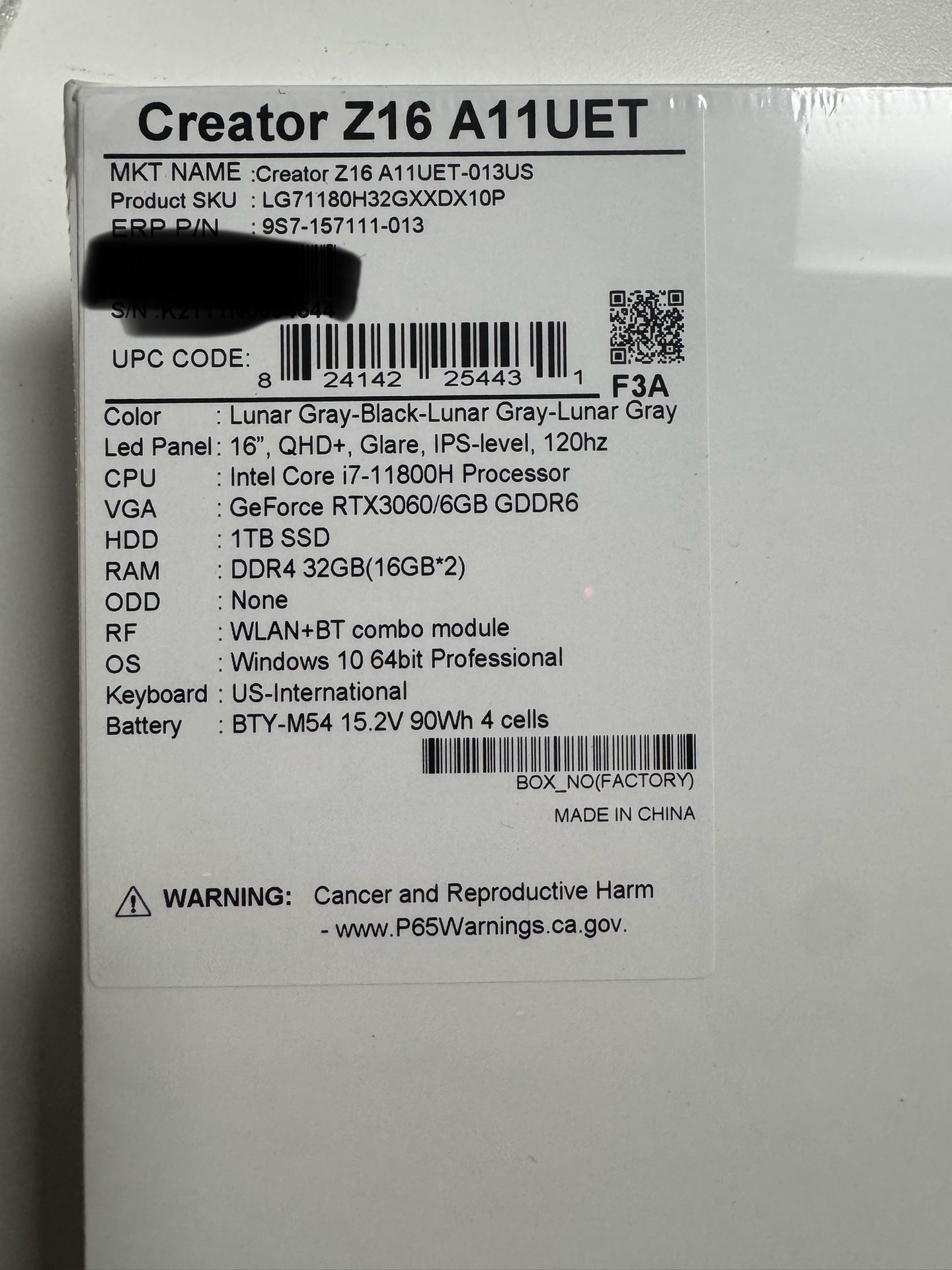 MSI creator Z16 A11UET-013 For Sale Brand New Sealed