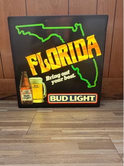 1980s Bud Light "Florida - Bring Out Your Best" Lighted Sign