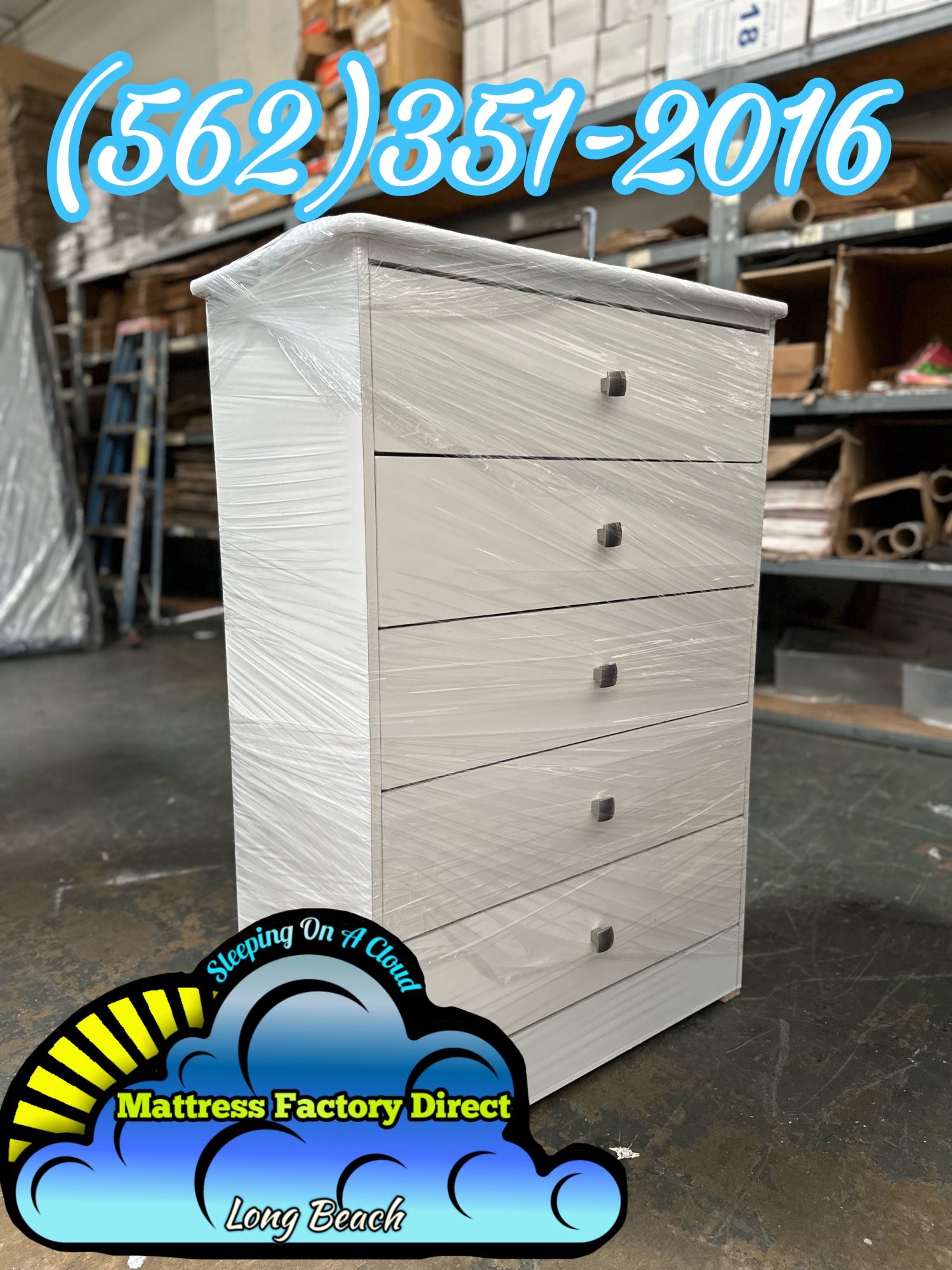 Five Drawer White Compressed Dresser Cajonera Nueva