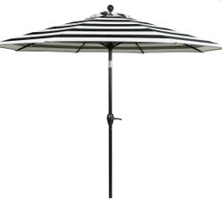 4 Total.      9’ Cabana, Striped Patio Umbrella, Crank Lift Three Position Tilt