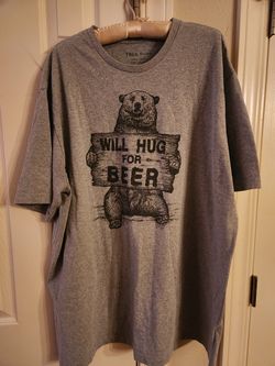 Mens big and tall "will hug for beer" tshirt